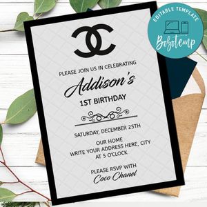 Chanel Birthday Digital Invitation Printable Instant Download