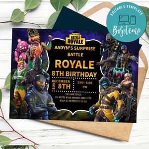 Battle royal Invitation Customizable Template Instant Download