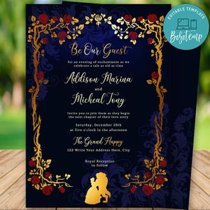 Editable Beauty And the Beast Wedding Invitation Instant Download