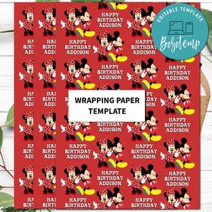 Mickey and Minnie Mouse Wrapping Paper Template to Print at Home Instant Download