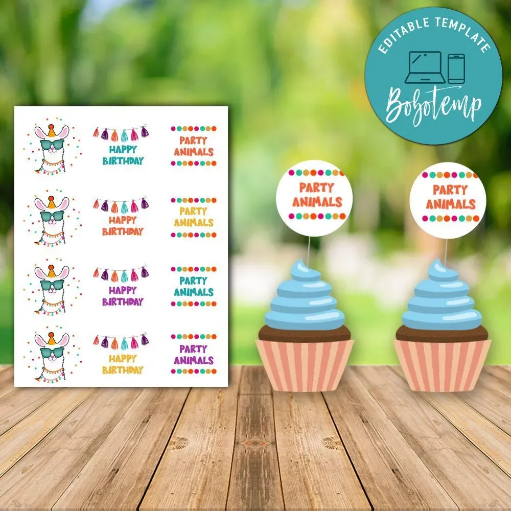 LLama Cupcake Toppers - Party Supplies Llama Cupcake Toppers | Bobotemp