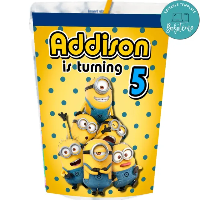 Minions Capri Sun Labels Digital File Printable | Bobotemp for Free Printable Capri Sun Label Template Free
