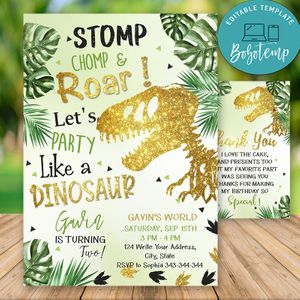 Dinosaur Invitation, Dinosaur Birthday Invitation, T-Rex Invitation, Dinosaur Party Invitation