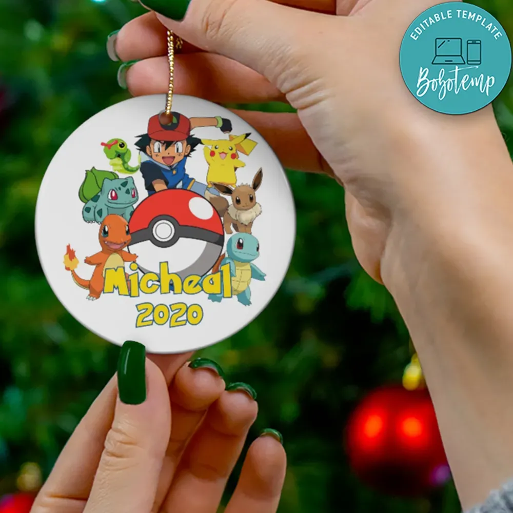 Pokemon Christmas Ornament Gift Createpartylabels