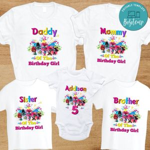 Trolls 2 Birthday Family Matching Party Shirts for Girl