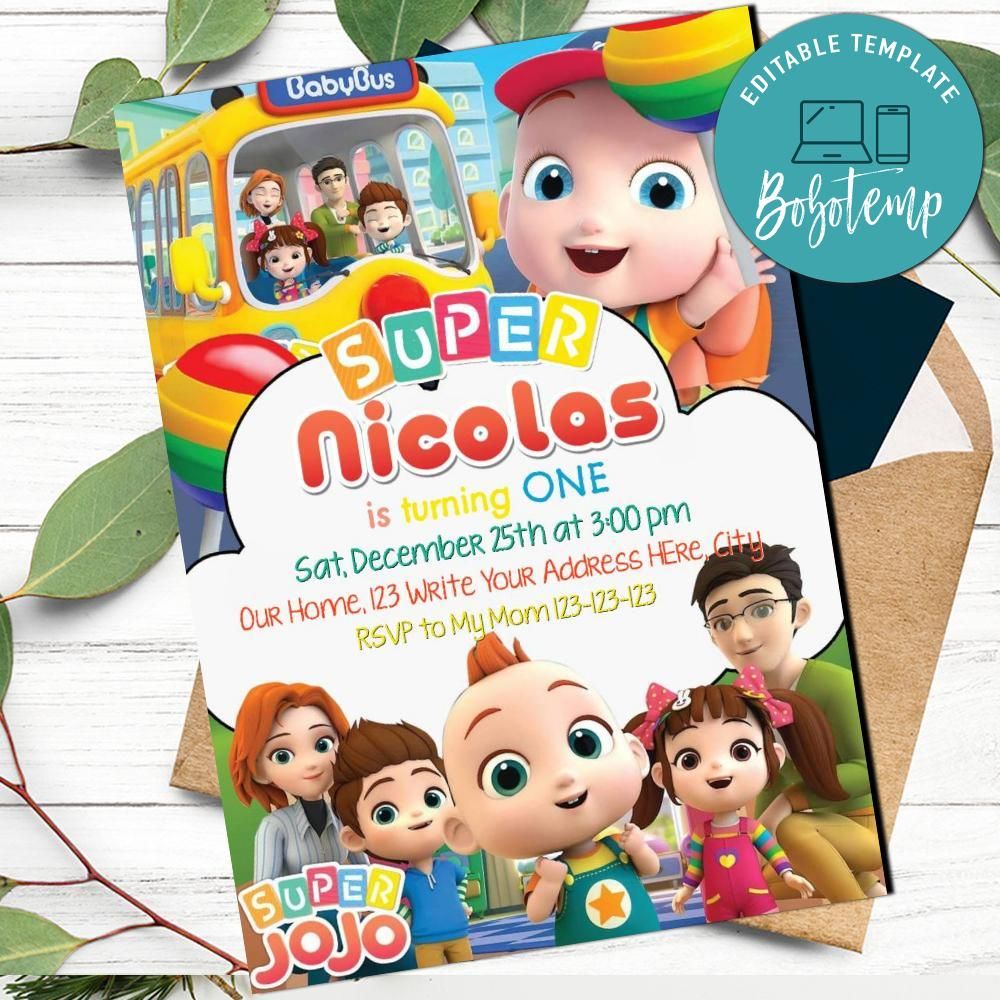 Super JoJo Birthday Invitation Template to Print at Home | Bobotemp