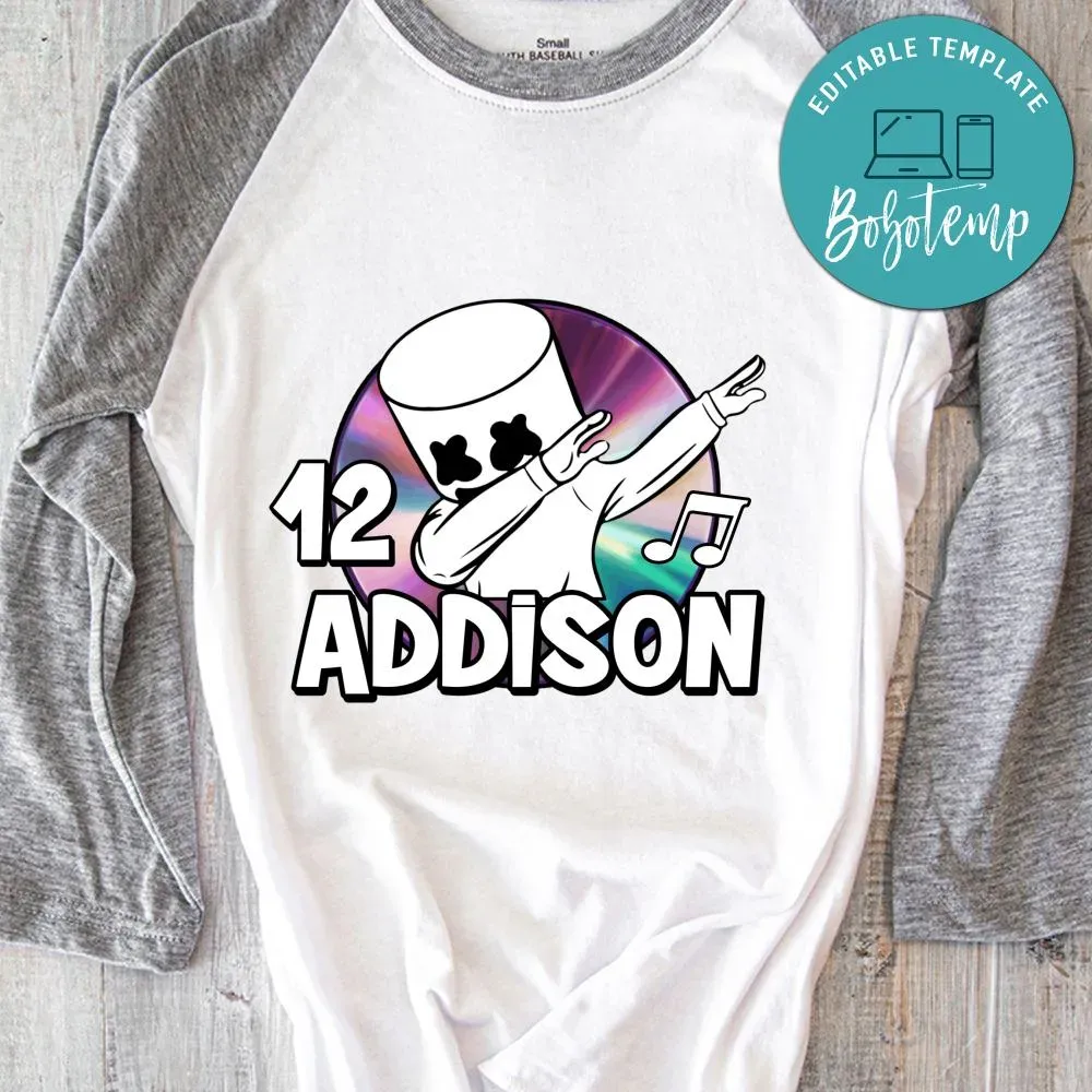 Customizable Dj Marshmello Birthday Shirts Digital File Diy Bobotemp