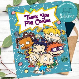 Rugrats Thank you card Template to Print at Home Instant Download