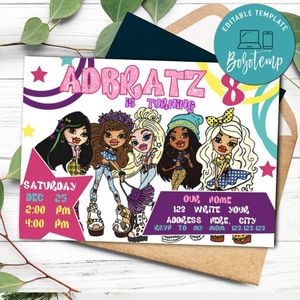 Bratz Invitation Customizable Template Instant Download