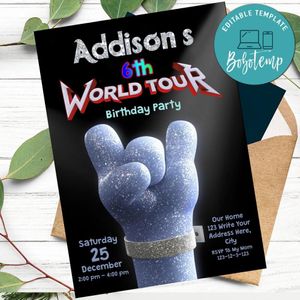 Trolls World Tour Birthday Theme Invitation Printable Instant Download