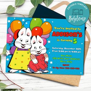 Max & Ruby Birthday Flyer Template to print at home Instant Download