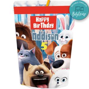 Secret Life of Pets Capri Sun Birthday Labels Digital File Printable Instant Download