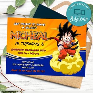 Baby Goku Invitation Customizable Template Instant Download