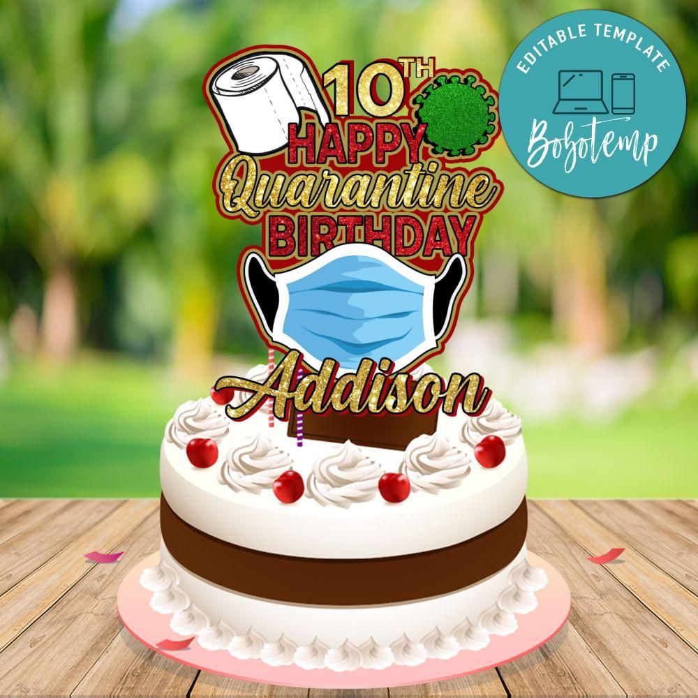 Printable Social Distancing Quarantine Cake Topper Template DIY | Sportspartydesign
