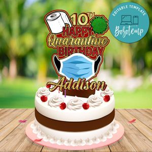 Printable Social Distancing Quarantine Cake Topper Template Instant Download