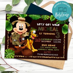 Disney Animal Kingdom Invitation Customizable Template Instant Download