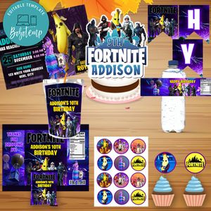 Video Game Birthday Party Supplies Set Templates Printable Instant Download