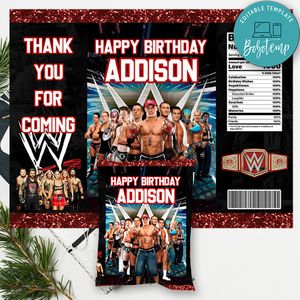 WWE Birthday Chip Bag Digital File Printable Instant Download