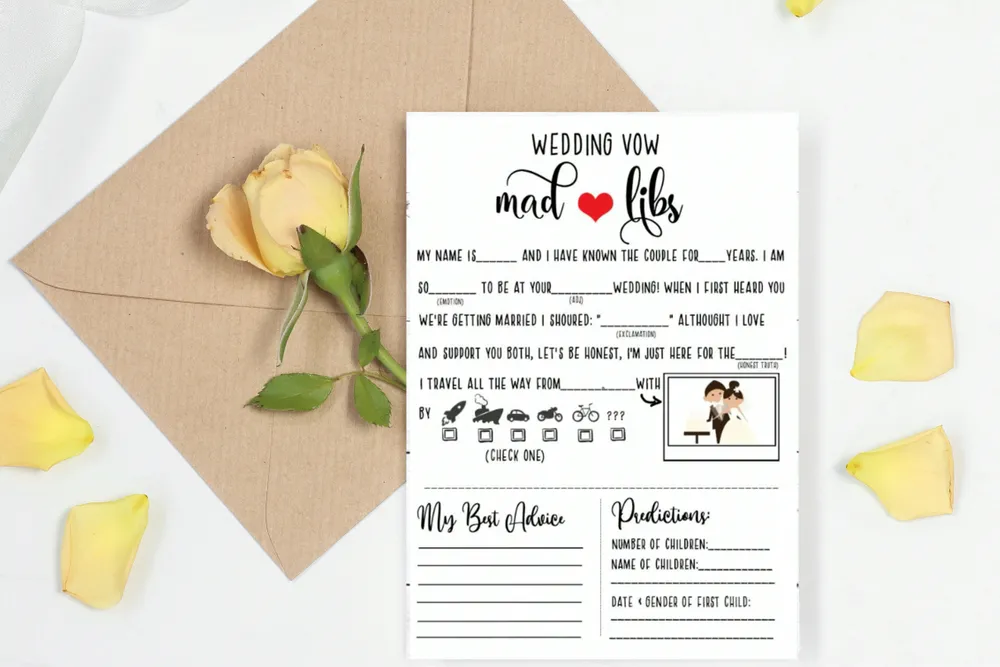 Wedding Vow Mad Libs Printable Diy Template Bobotemp