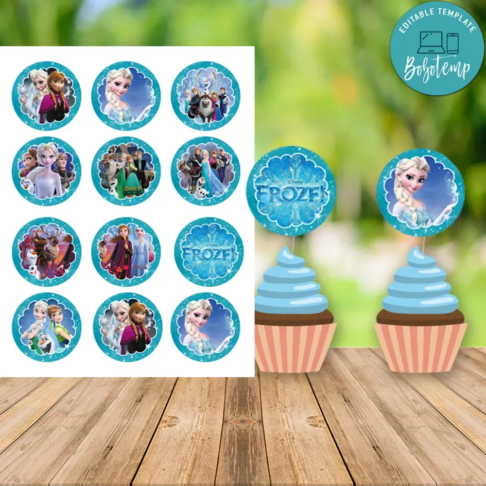 Frozen 2 Birthday Cupcake Topper Digital File Printable | Bobotemp