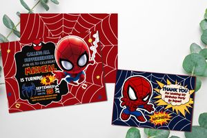 Amazing Party Spiderman Chibi Invitation and Free Thank You Card