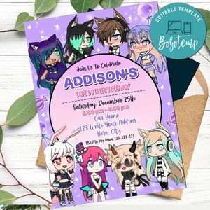 Gacha life Invitation Customizable Template Instant Download