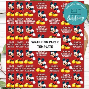 Mickey Mouse Wrapping Paper Template to Print at Home Instant Download