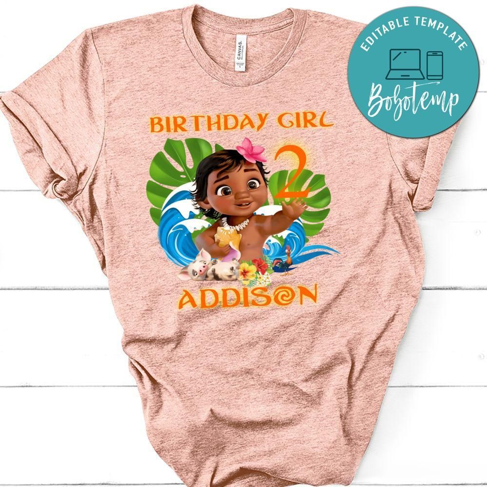 Custom Baby Moana Birthday Shirt for Girl