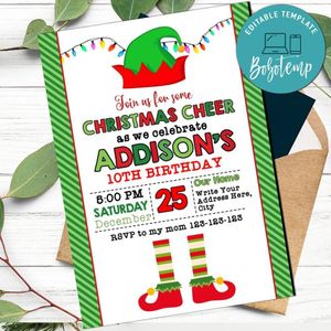 Elf Invitation Customizable Template Instant Download