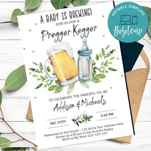 Pregger Kegger Baby Shower Invitation Template Customizable Instant Download