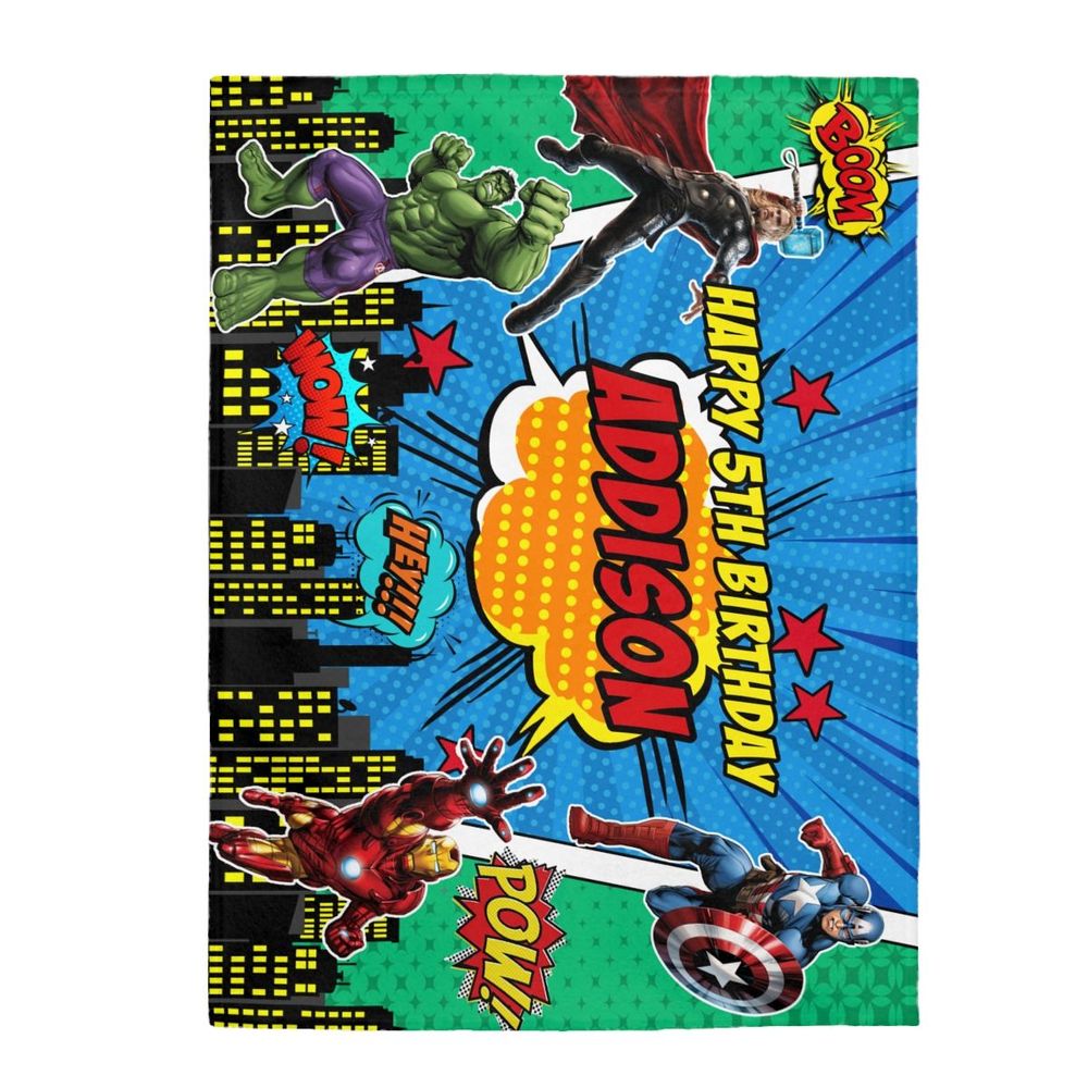 Super Heroes Avenger Birthday Blanket Velveteen Plush Blanket