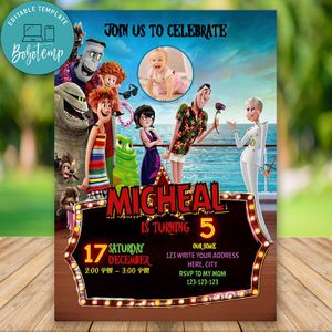 Editable Hotel Transylvania 3 Birthday Flyer With Photo Instant Download