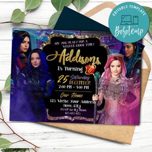 Descendants 3 Invitation Customizable template Instant Download