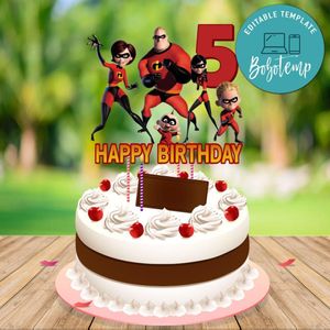 The Incredibles 2 Birthday Cake Topper Template Printable Instant Download