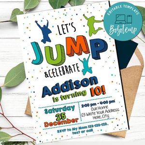 Jump Birthday Flyer Customizable Template Instant Download