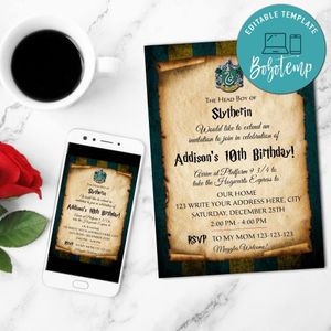 Slytherin birthday Flyer Customizable Template Instant Download