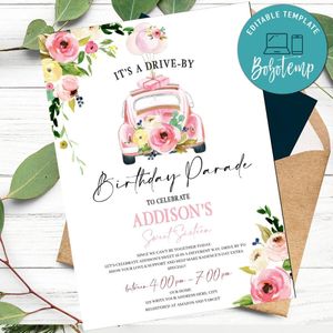 Drive By Sweet Sixteen Birthday Parade Invitation Printable Instant Download