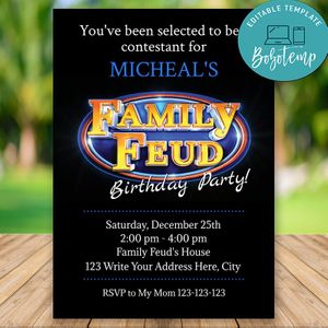 Editable Family Feud Birthday Invitations Instant Download