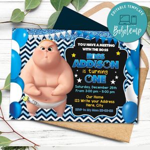 Boss Baby Jimbo Birthday Flyer Template to Print at Home Instant Download
