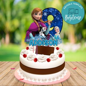 Frozen Elsa and Anna Birthday Cake Topper Template Printable Instant Download