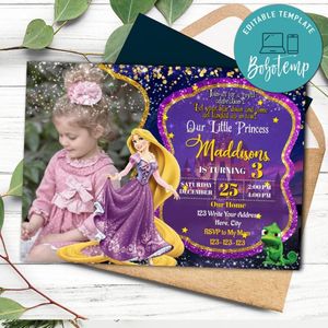 Editable Disney Rapunzel Party Invitation With Photo Instant Download