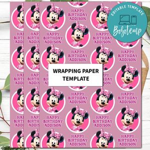 Minnie Mouse Gift Wrap Template to Print at Home Instant Download