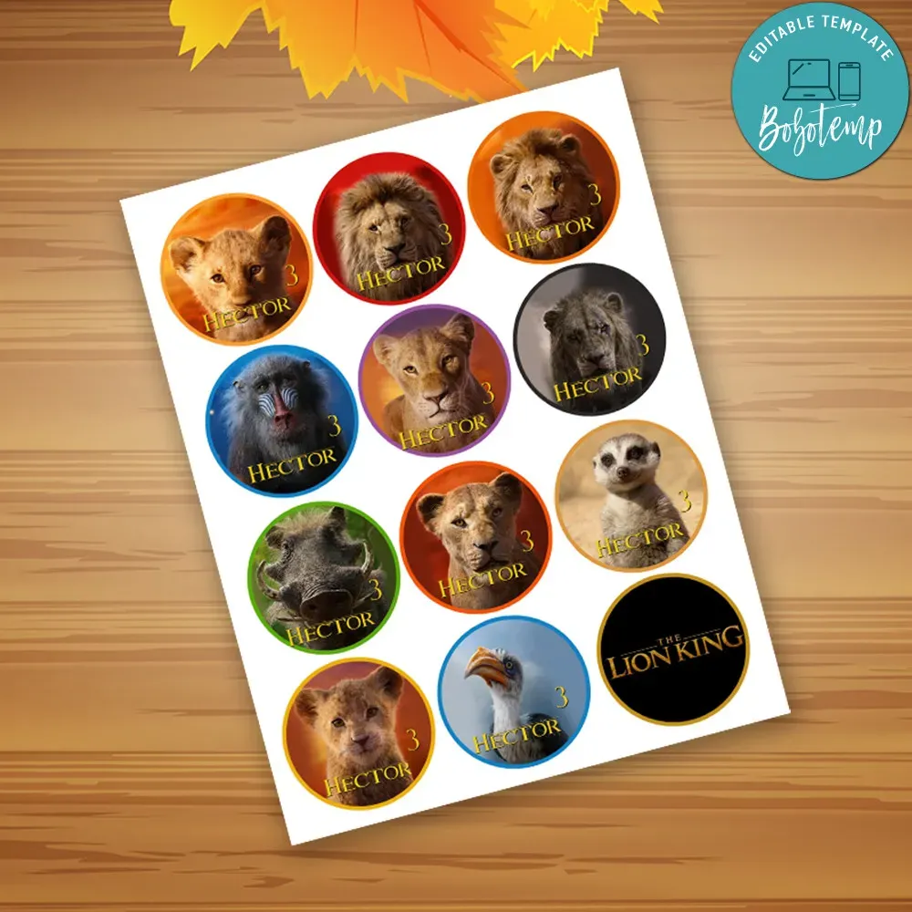 Lion King Movie Birthday Cupcake Topper Digital File Printable | Bobotemp