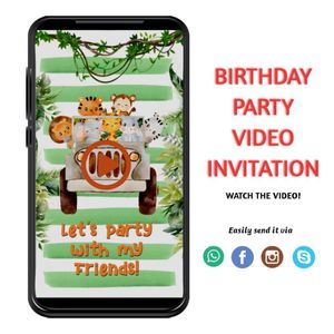 Safari Jungle Video Invitation Digital Template Customizable Instant Download