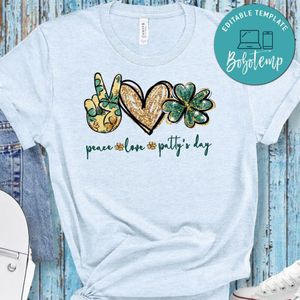 Peace love Patty's Day Clover PNG file template