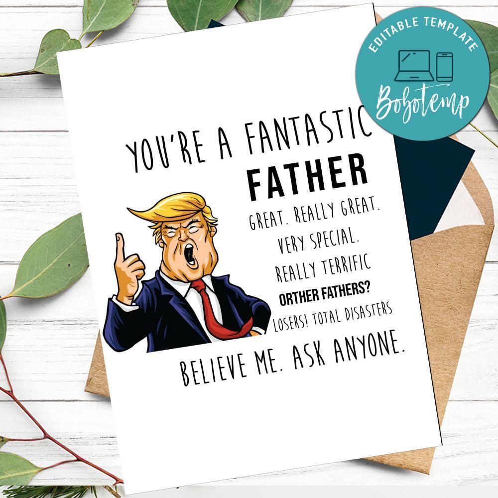 Printable Trump Funny Father's Day Card Instant Download | Bobotemp