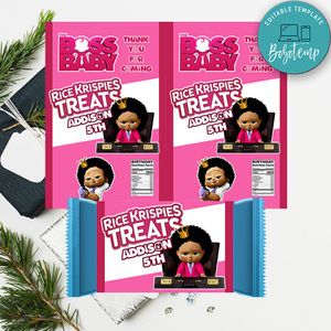 African American Girl Baby Boss Rice Krispie Treat Digital File Printable Instant Download