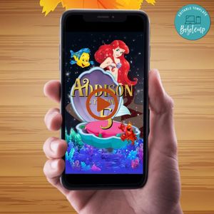 The Little Mermaid Video Invitation Digital Template Customizable Instant Download