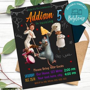 Ratatouille Movie Invitation Template to Print at Home Instant Download