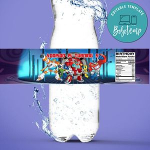 Rescue bot Water Bottle Label Template to Print at Home Instant Download